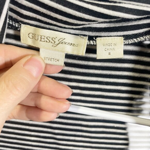 Y2K Vintage Guess Jeans Womens Striped & Black Contrast Dress Size S - Picture 4 of 4